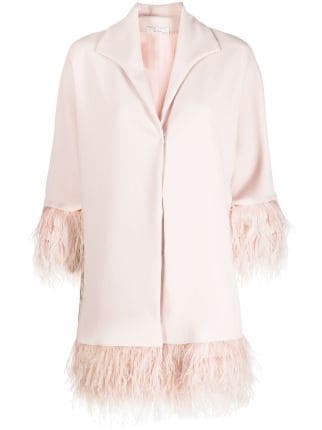 Fely Campo feather-detail Silk Jacket - Farfetch