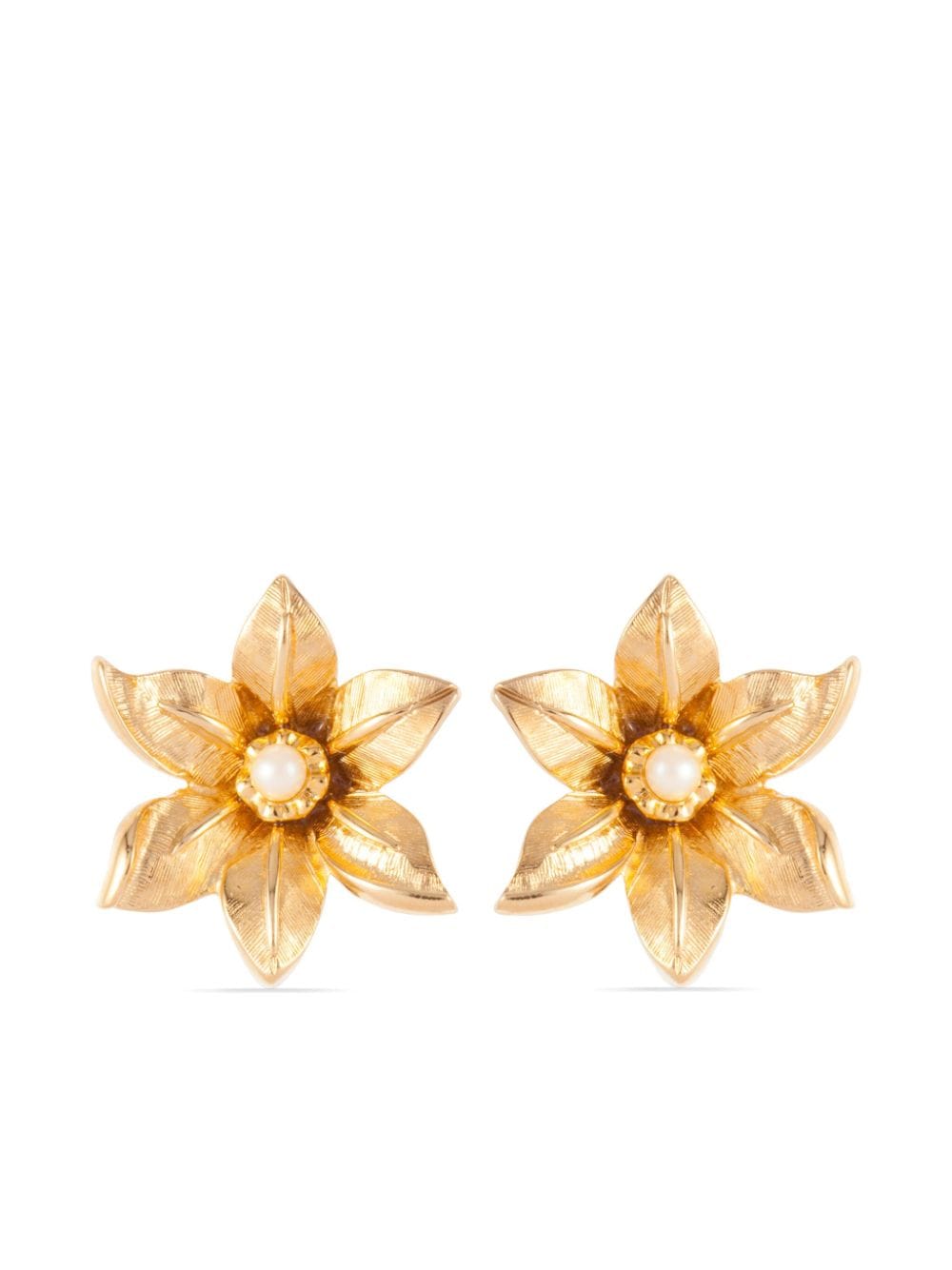 Nina Ricci 1980s pre-owned floral motif clip-on earrings - Gold