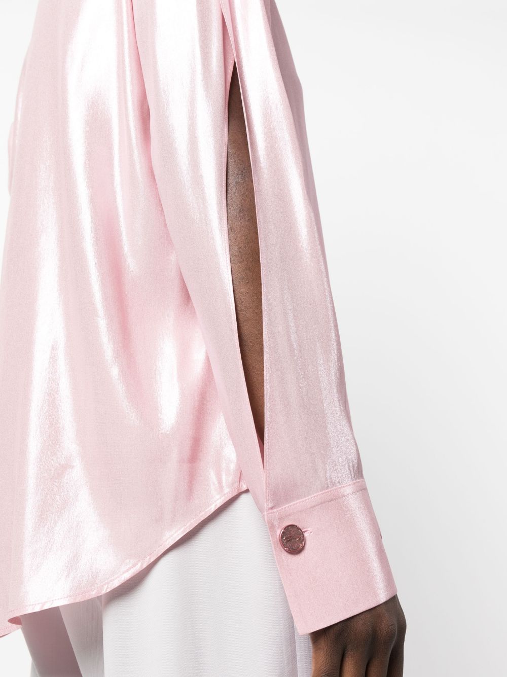 Shop Genny Satin Finish Silk-blend Shirt In Rosa