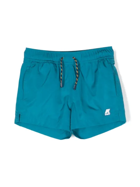 K Way Kids shorts de playa con cordones en la pretina y logo estampado