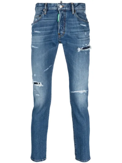 distressed-effect slim-fit jeans