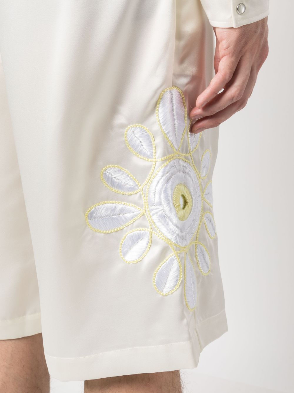 Shop Bluemarble Embroidered Satin Shorts In Neutrals