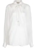 System semi-sheer long-sleeve shirt - White