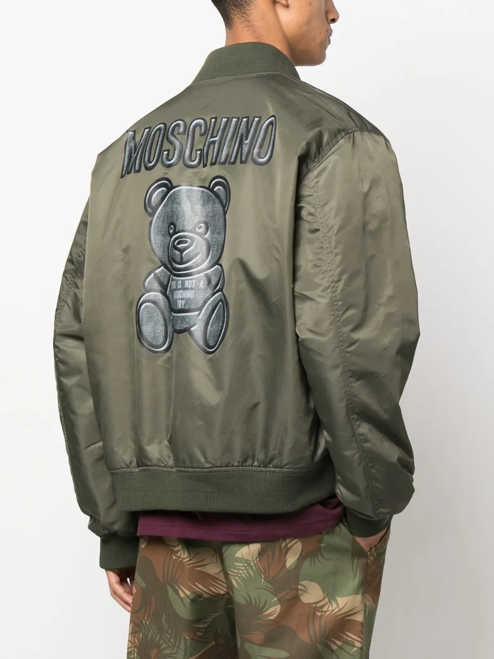 Shop Moschino Logo-print Bomber Jacket In Green