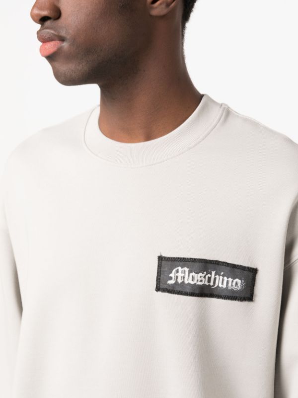 Moschino logo shoulder crew neck outlet sweatshirt