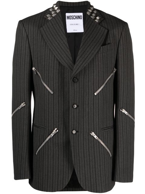 Moschino decorative-zips single-breasted coat