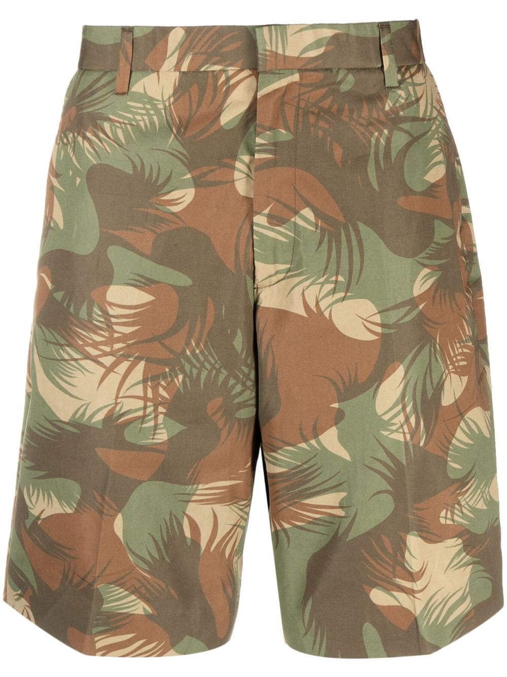 Moschino Camouflage-print Cotton Shorts In Green