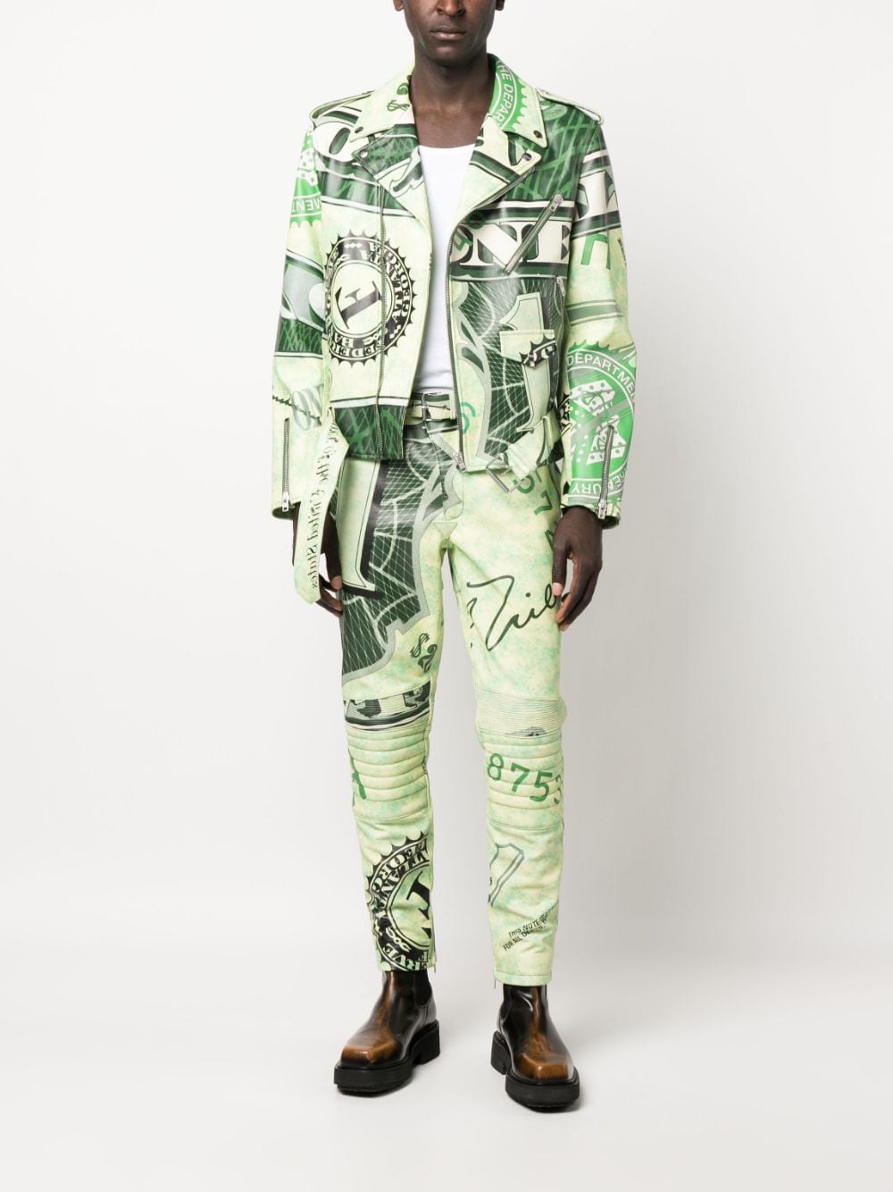 Moschino Bikerjack met print - Groen