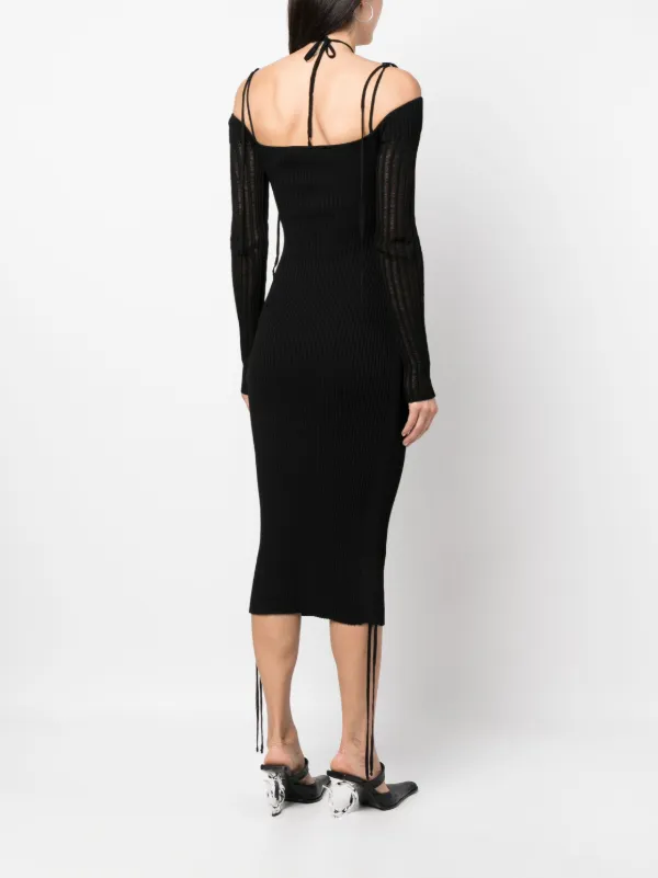 Midi black 2024 knit dress