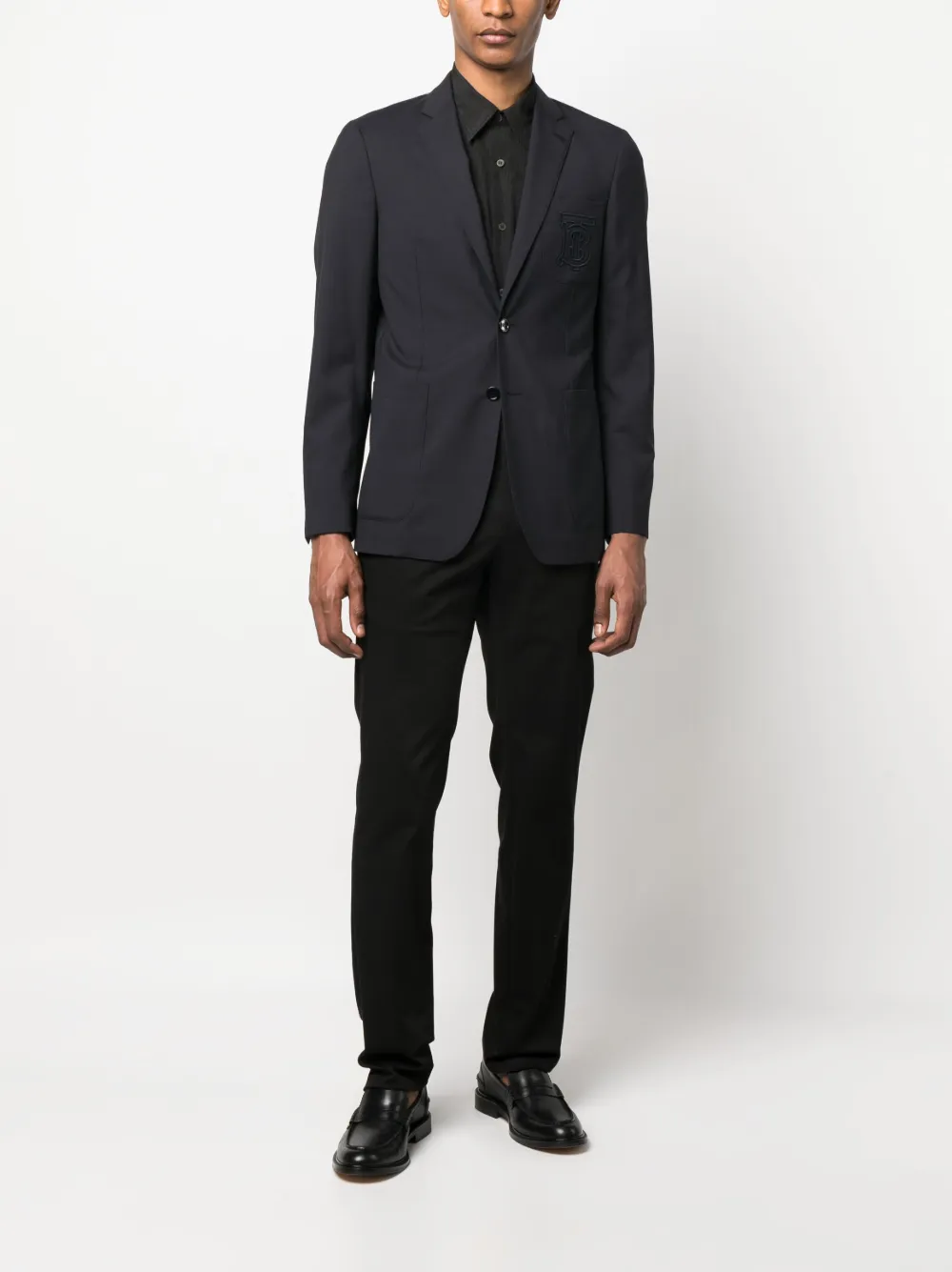 Burberry Blazer met geborduurd logo - Blauw