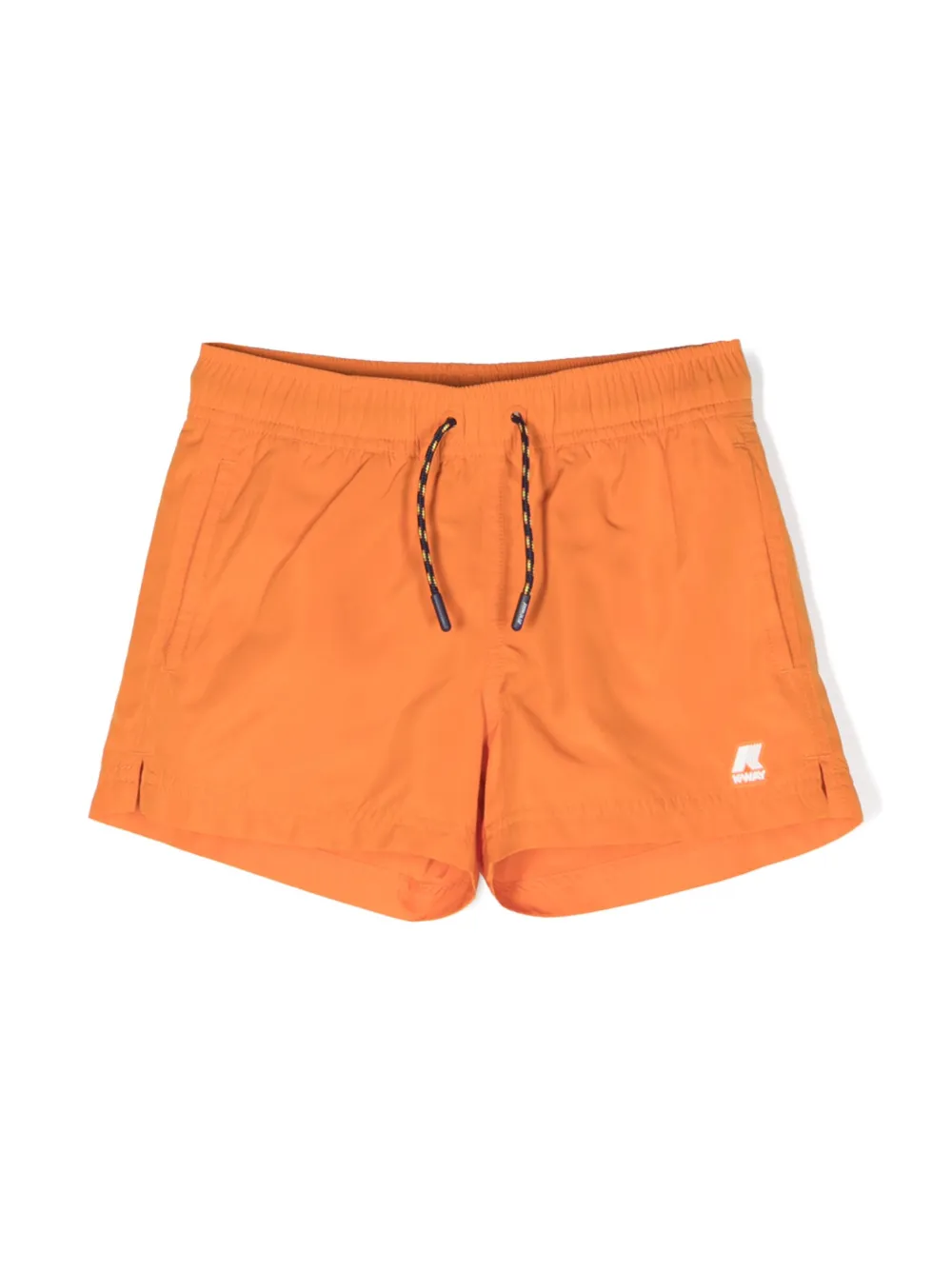 K-way Kids' Logo-print Drawstring Swim Shorts In Orange