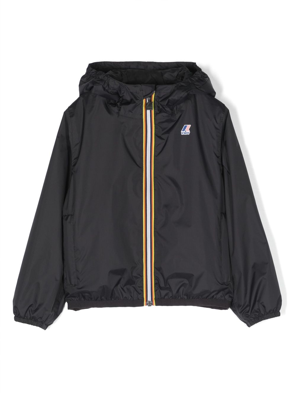 K-way Kids' Logo-print Hooded Jacket In Black