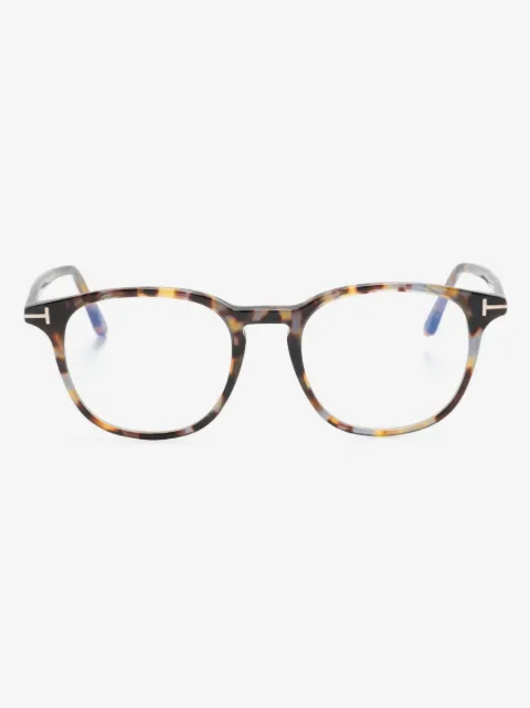 TOM FORD Eyewear tortoiseshell-effect oval-frame glasses