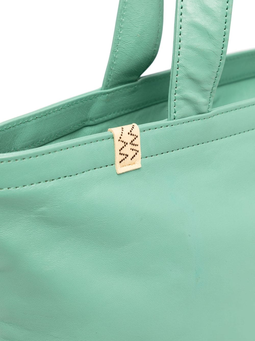 Shop Visvim Logo-patch Leather Tote Bag In Grün