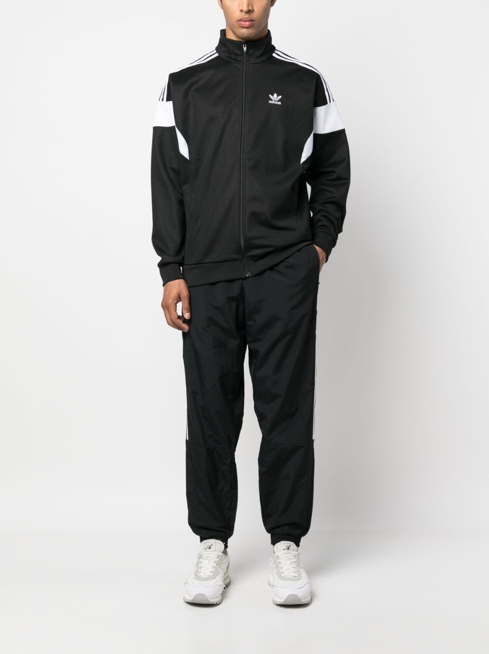 Shop Adidas Originals Logo-print Zip-up Jacket In Black