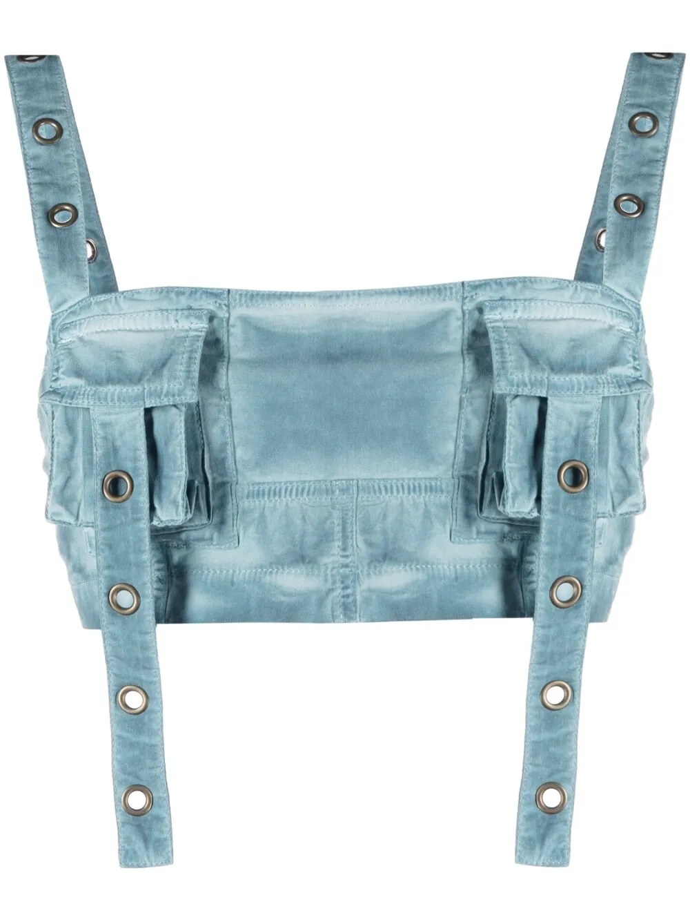 Shop Blumarine Eyelet-detail Bandeau Top In Blue