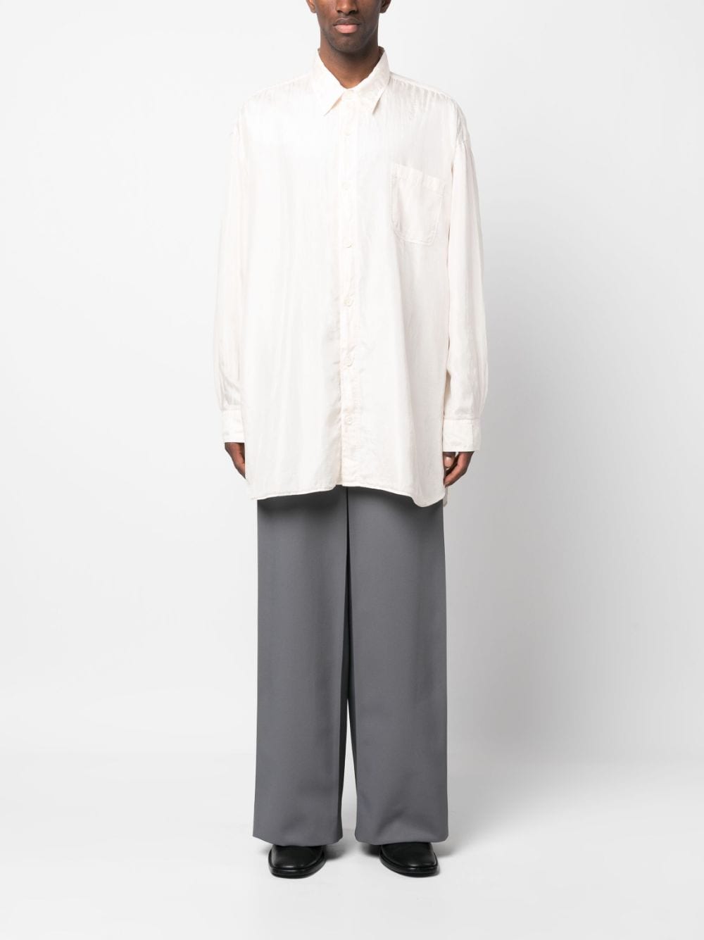 Shop Our Legacy Extra-long Length Button-up Shirt In Neutrals