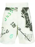 Moschino graphic-print cotton shorts - Green