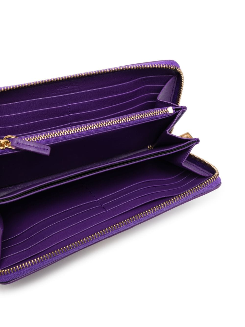 Shop Versace Greca-buckle Zip Wallet In Purple