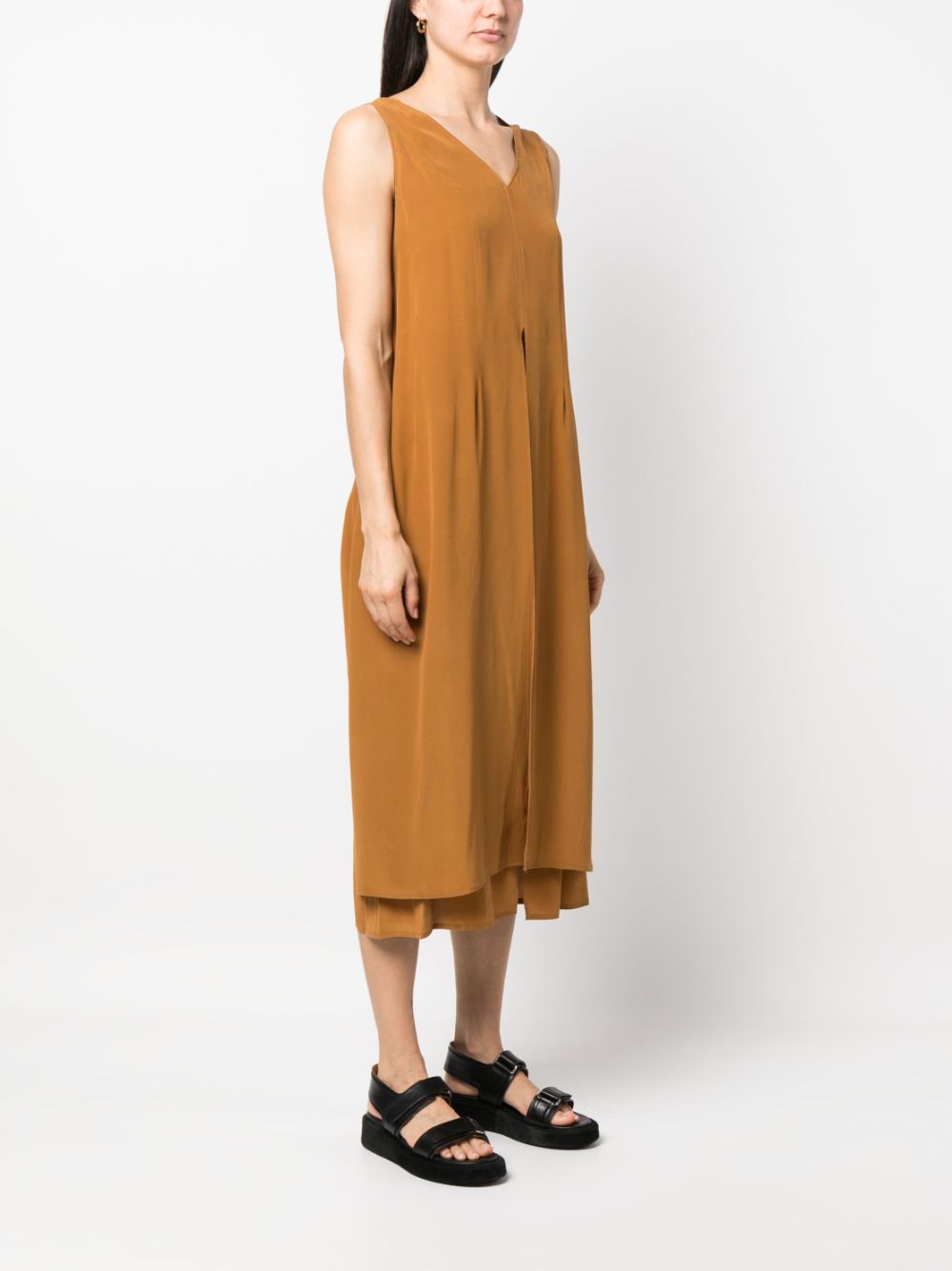 Shop Alysi Silk Mid-length Dress In Brown
