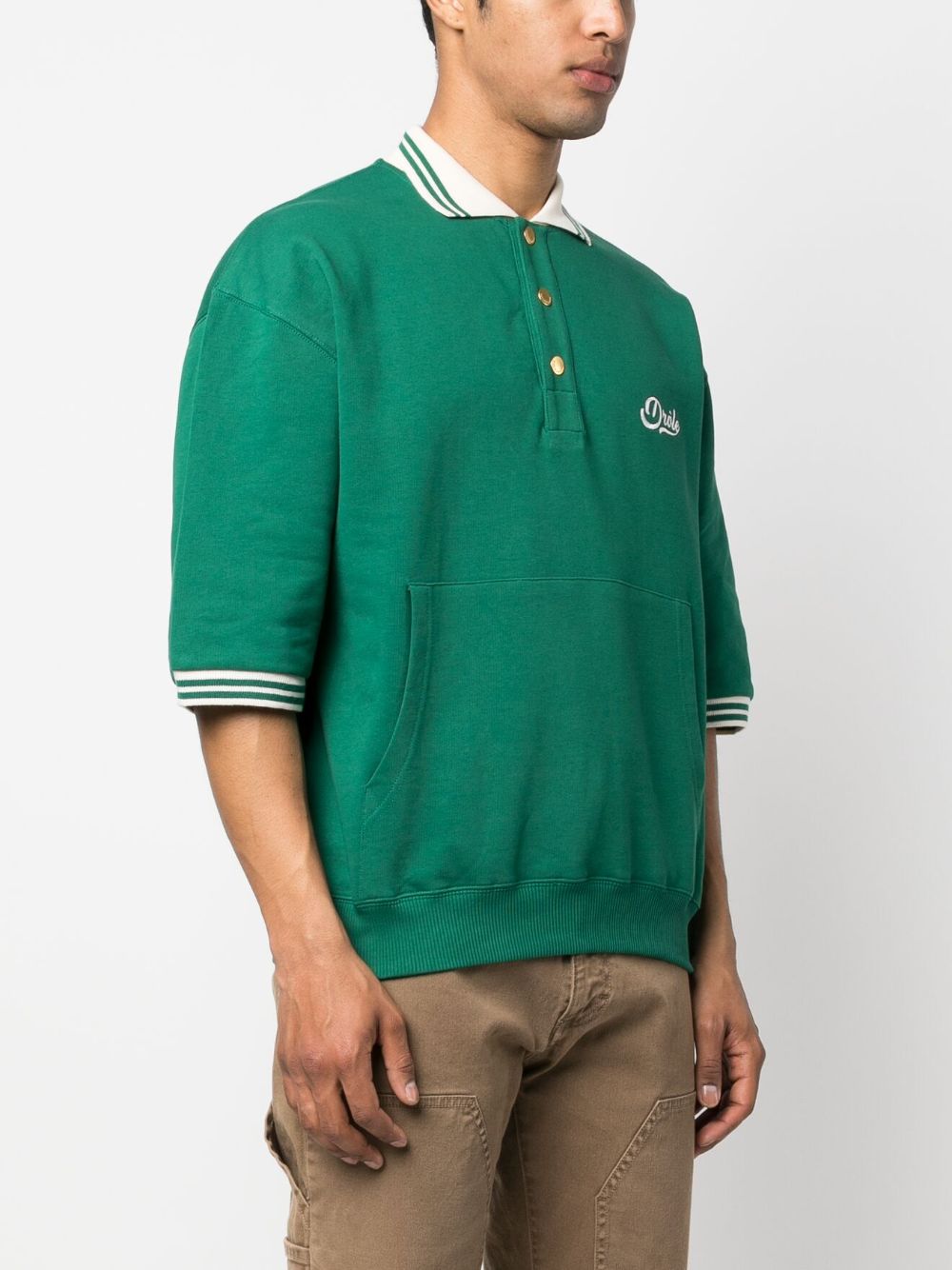 Shop Drôle De Monsieur Logo-embroidered Cotton Polo Shirt In Green