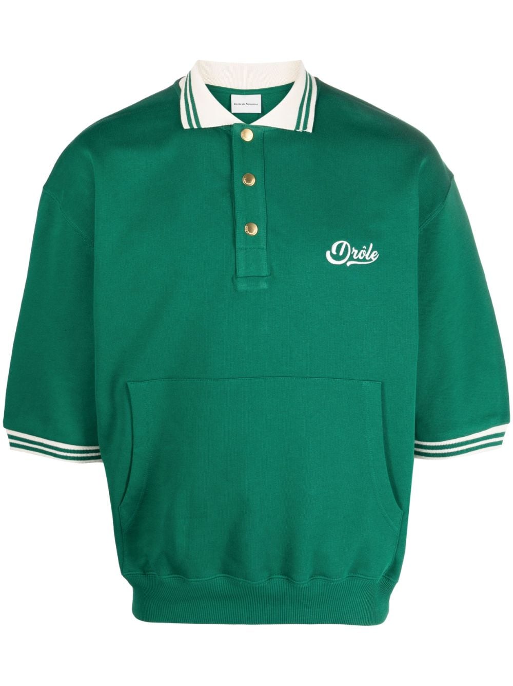 Shop Drôle De Monsieur Logo-embroidered Cotton Polo Shirt In Green