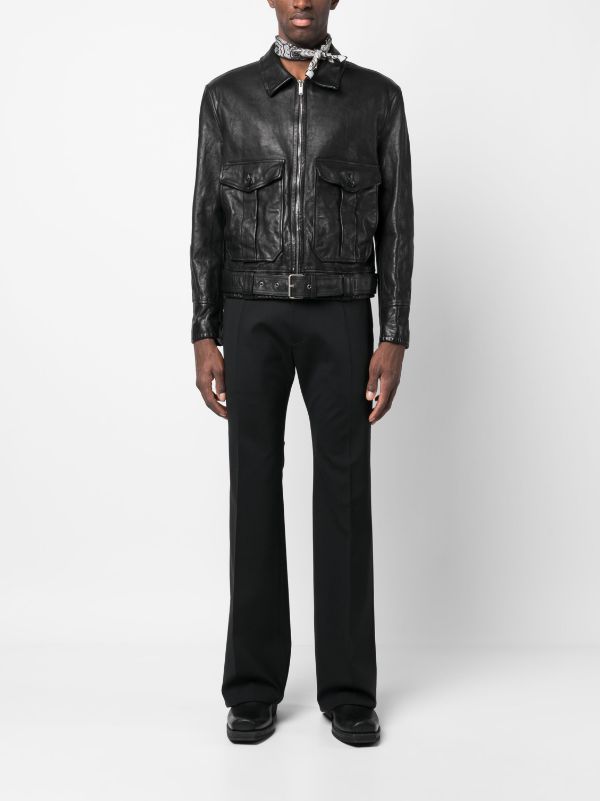 Saint Laurent buckle-fastening Cropped Leather Jacket - Farfetch