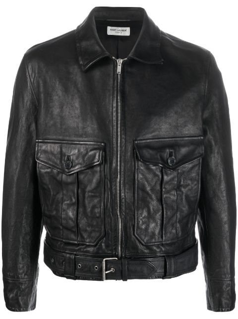 Saint Laurent buckle-fastening cropped leather jacket