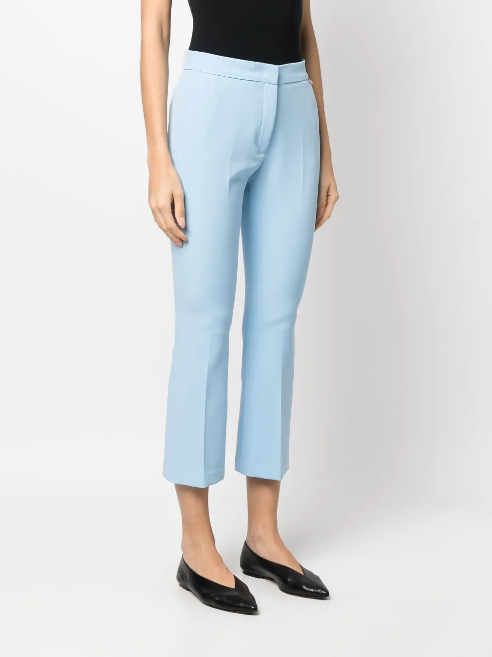 Shop Liu •jo Slim-fit Cropped Trousers In Blau