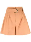 TWINSET belted high-waist shorts - Brown