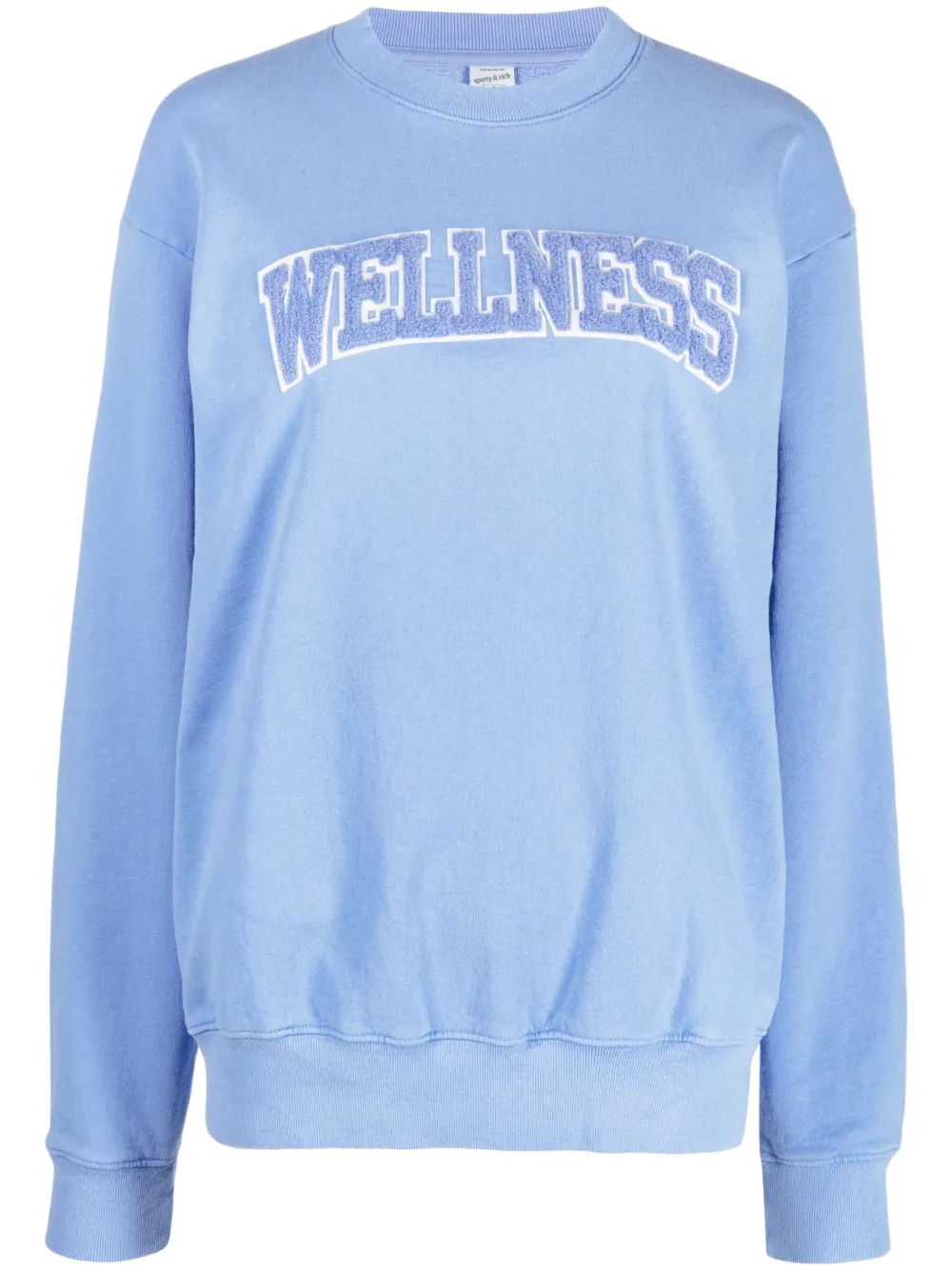 Sporty And Rich Slogan-patch Crew-neck Sweatshirt In Blau