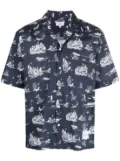 Woolrich landscape-print cotton shirt - Blue