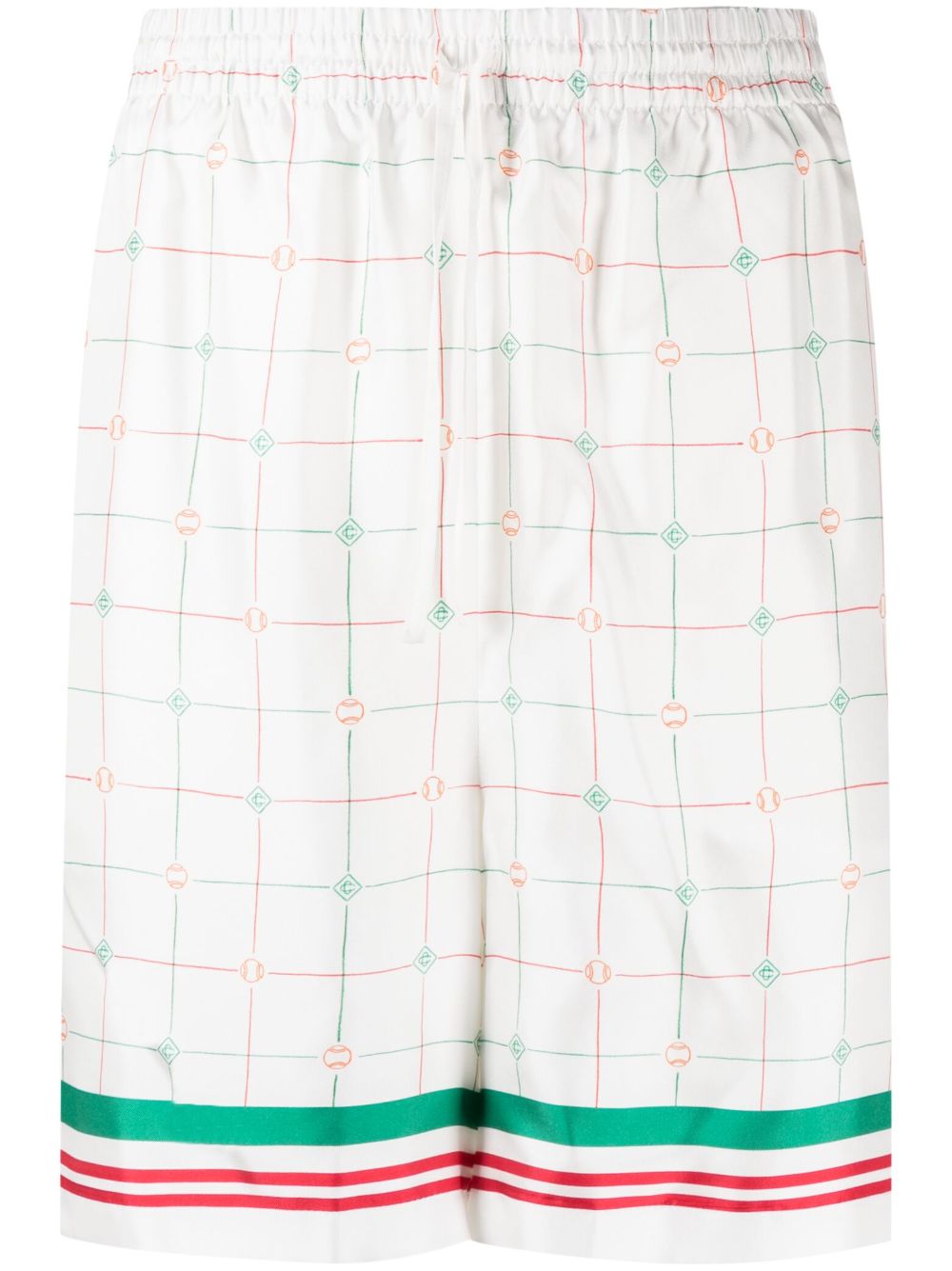 Shop Casablanca Tennis Club Check-print Silk Shorts In Weiss
