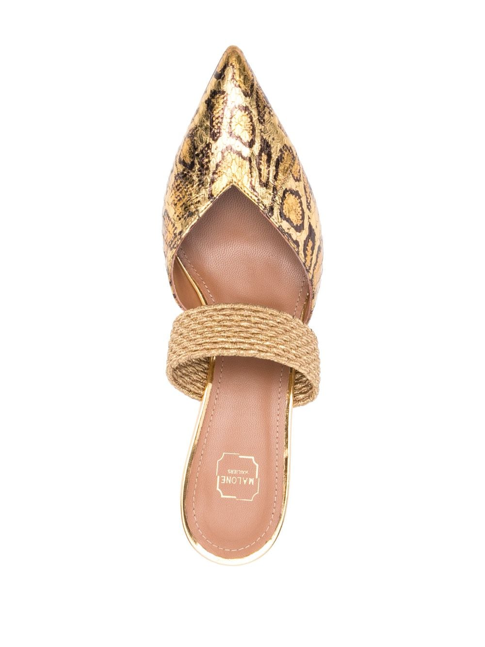 Shop Malone Souliers Leopard-print 60mm Leather Mules In Gold