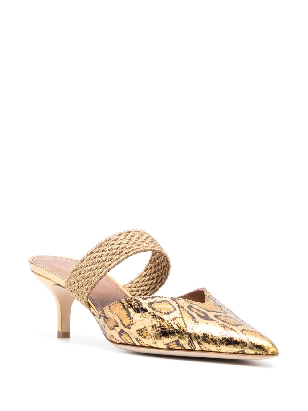 Shop Malone Souliers Leopard-print 60mm Leather Mules In Gold