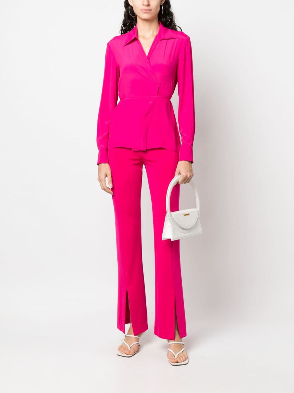 Shop Pinko Front-split Slim-fit Trousers In Rosa