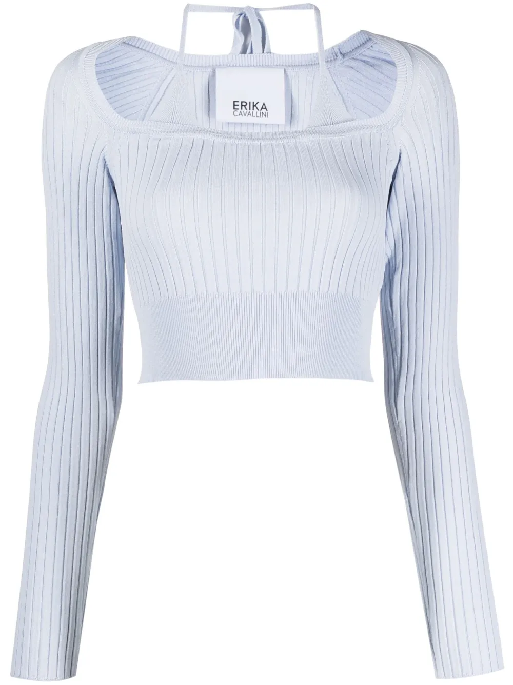 Erika Cavallini ribbed-knit crop top - Blue