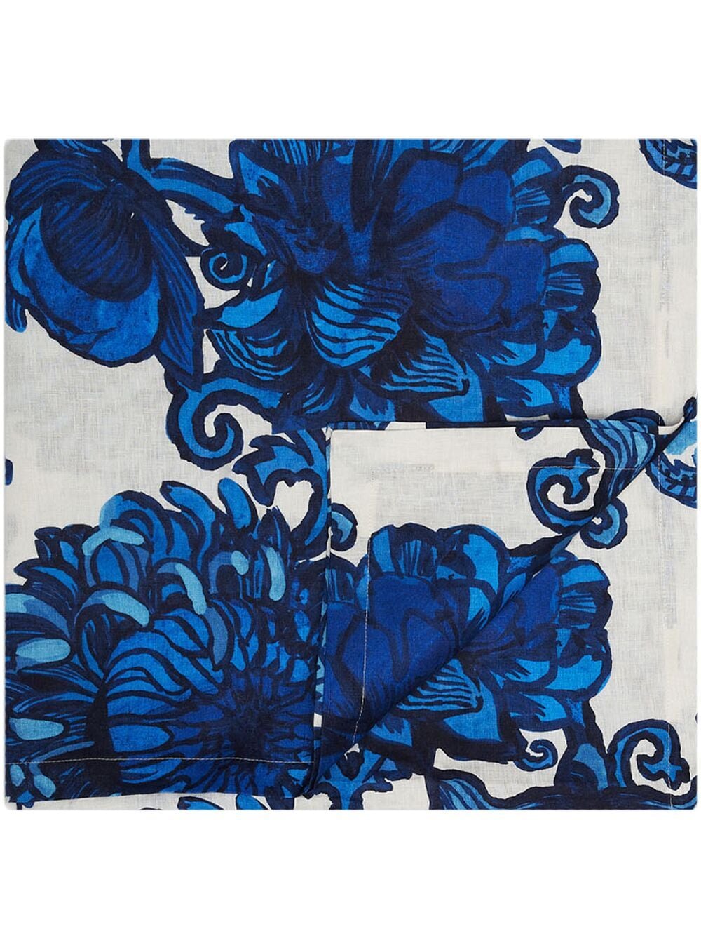 La Doublej Medium Floral-print Table Cloth In Blue
