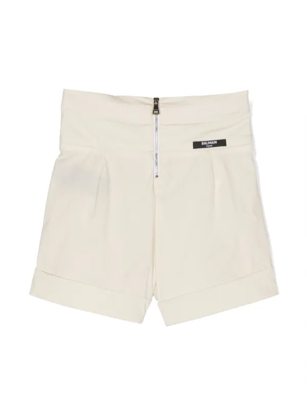 BALMAIN グレー×ホワイト ショートパンツ Balmain Kids デコラティブボタン ショートパンツ | ニュートラル