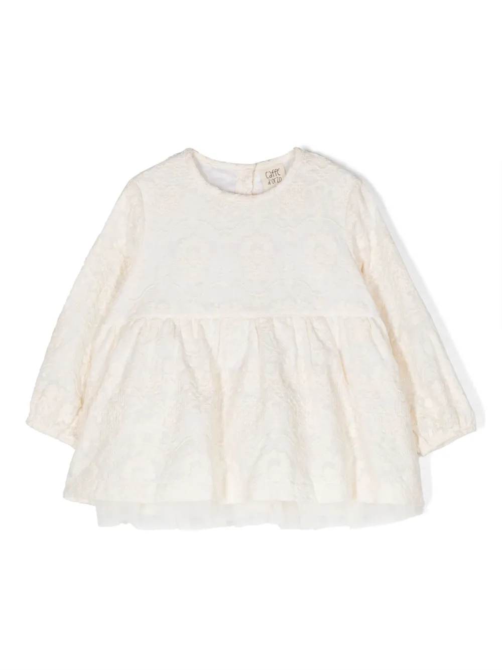 Caffe' D'orzo Kids' Jacquard Cotton Dress In Neutrals