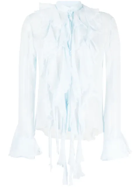 Ermanno Scervino ruffled sheer silk shirt