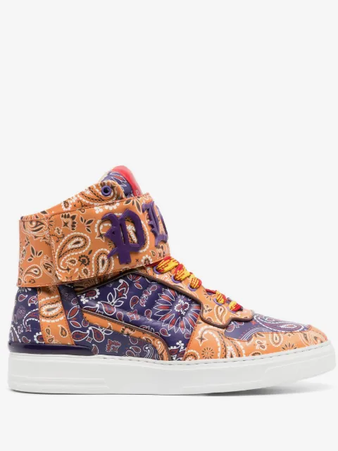 Philipp Plein tenis altos con estampado de cachemira