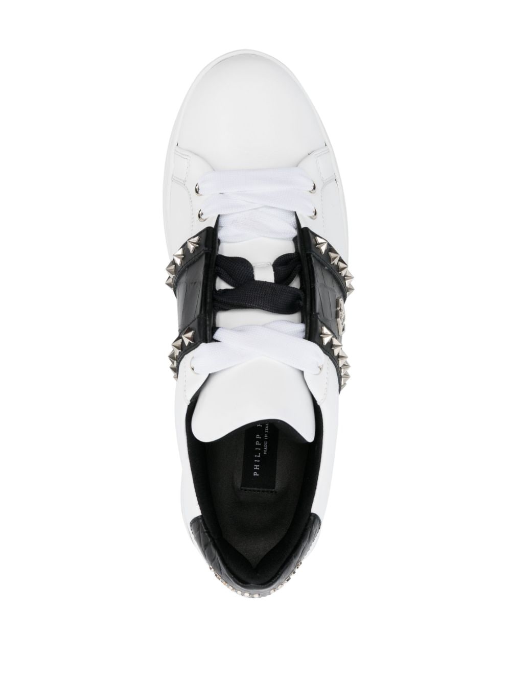 Shop Philipp Plein Logo-plaque Low-top Sneakers In White