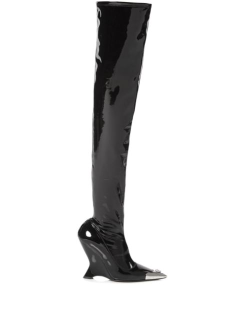 Philipp Plein patent-leather over-knee boots Women