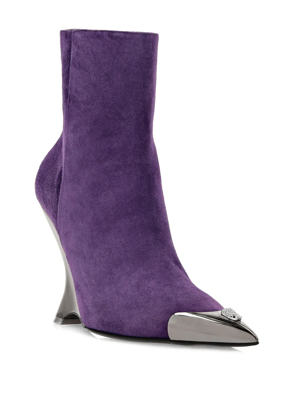 Shop Philipp Plein Pointed-toe Suede Ankle Boots In Purple