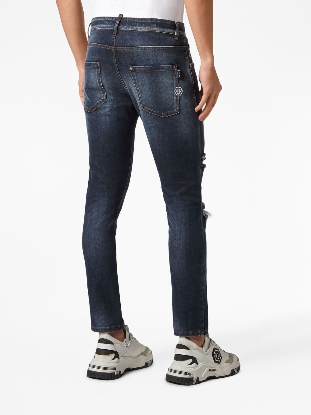 Shop Philipp Plein Logo-print Skinny Jeans In Blue