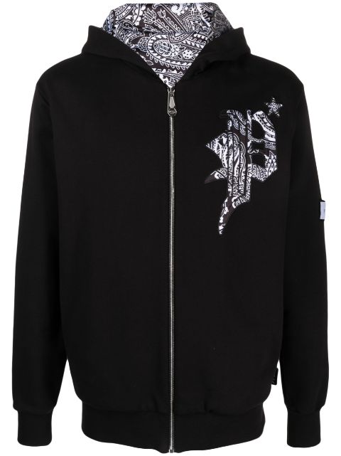 Philipp Plein logo-applique zip-up hoodie Men