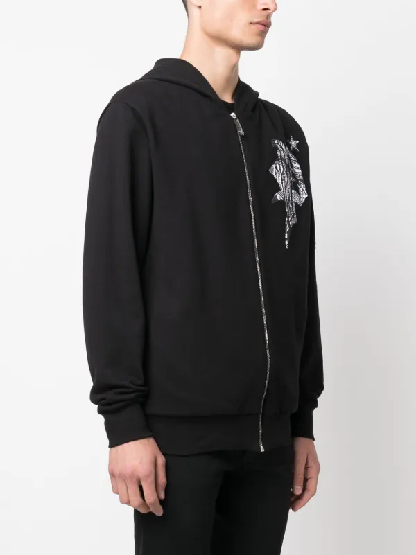 Philipp Plein スカル ジップアップパーカー Philipp Plein ジップアップ パーカー | ブラック | FARFETCH JP