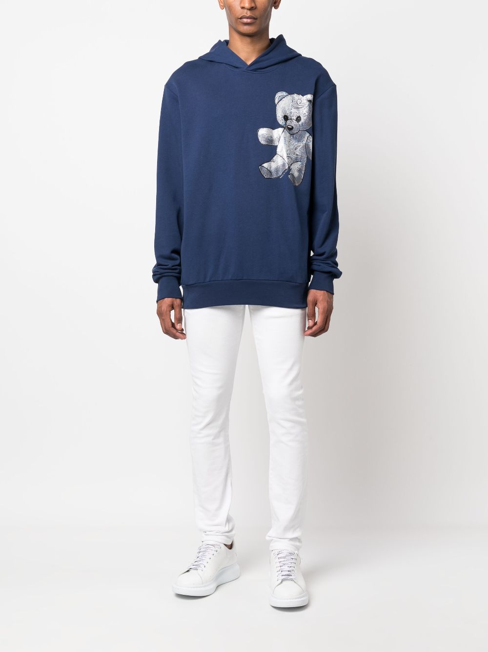 Philipp Plein Teddy Bear-print cotton hoodie - Blauw