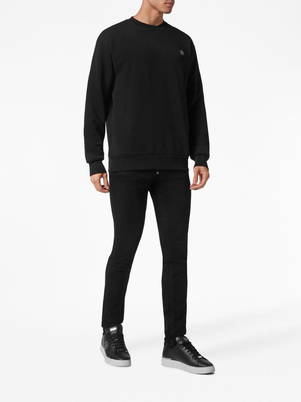 Shop Philipp Plein Logo-patch Crew-neck Sweatshirt In Black